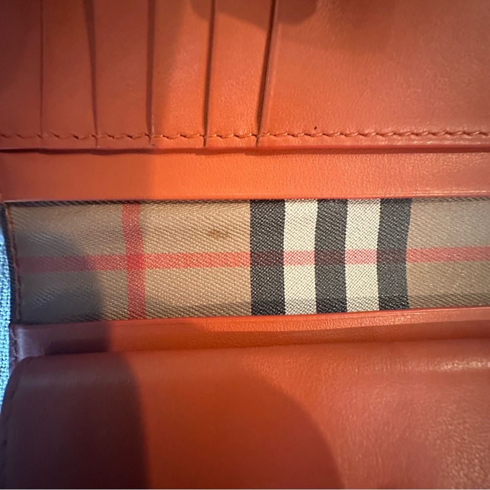 Burberry | Vintage Orange House Check Canvas Leather Compact Bifold Wallet - Picture 4 of 8